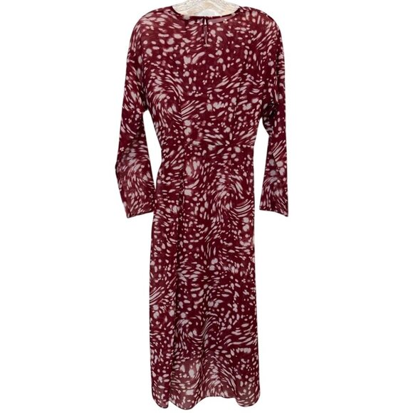 Maje Rivole Imprime Asymmetrical Midi Dress Size Small - Picture 5 of 13